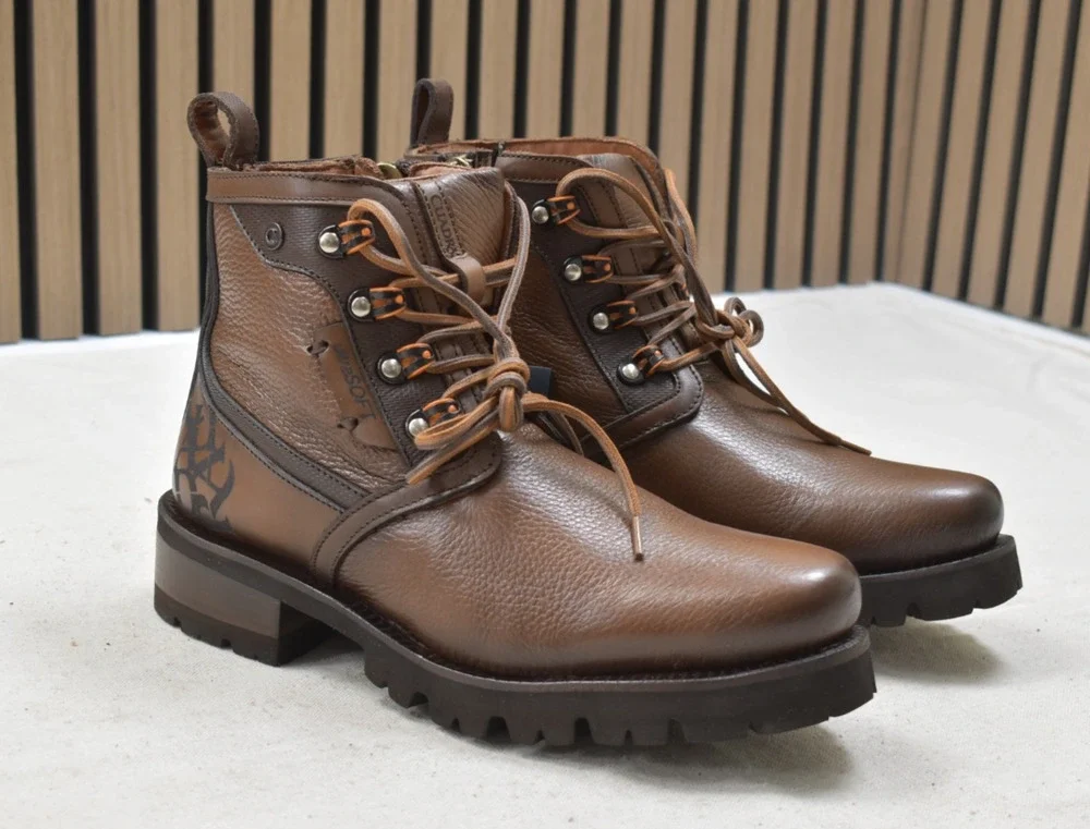 Cuadra Men's Honey Italian Deer Zip Lace Up Leather Boot CU945 US Size 8.5 EE